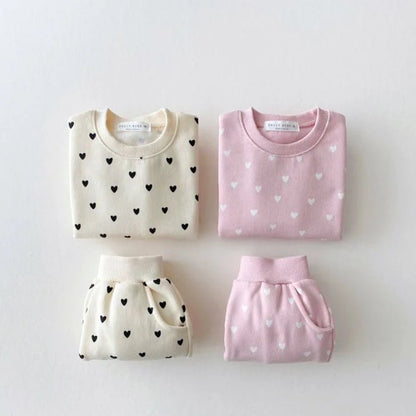 Cadeau naissance ensemble bébé coton imprimé cœur hoodie