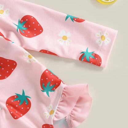 Maillot de bain bébé pour filles manches longues rose 